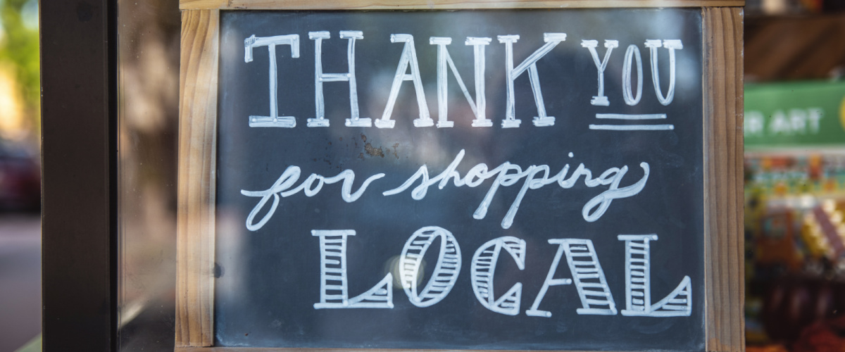 Black Board Thanking People for Shopping Local